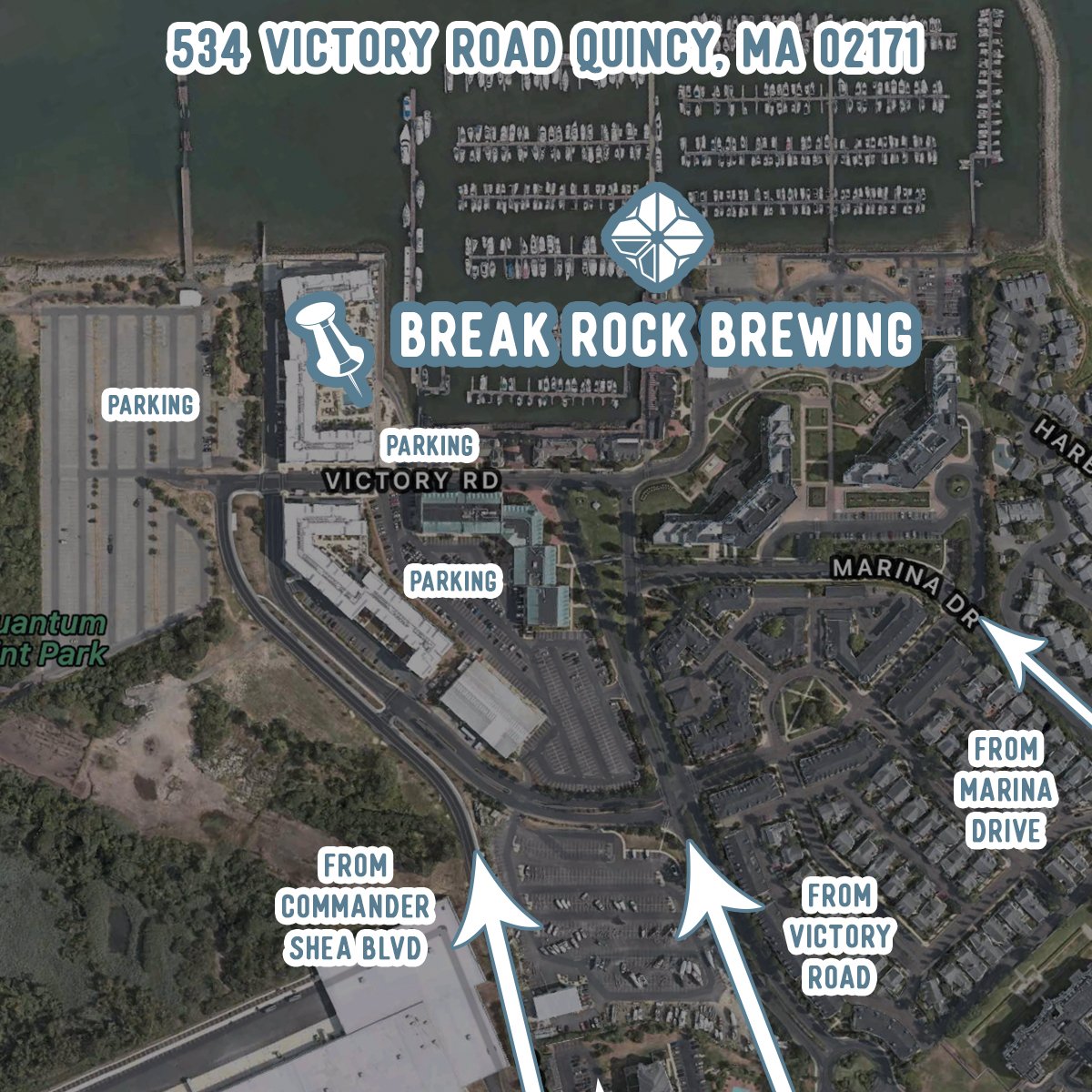 break rock brewery hours and directions - parking map